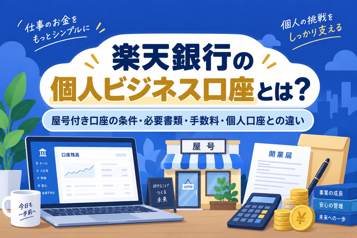 楽天銀行の個人ビジネス口座とは?個人事業主が屋号付き口座を作る条件・必要書類・手数料と個人口座との違い