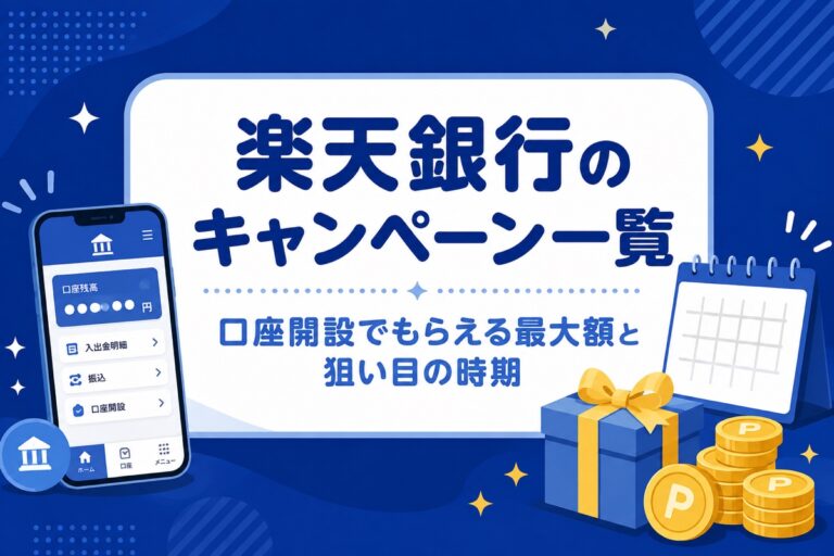 楽天銀行のキャンペーン一覧【2026年9月】口座開設でもらえる最大額と過去の推移から見た狙い目