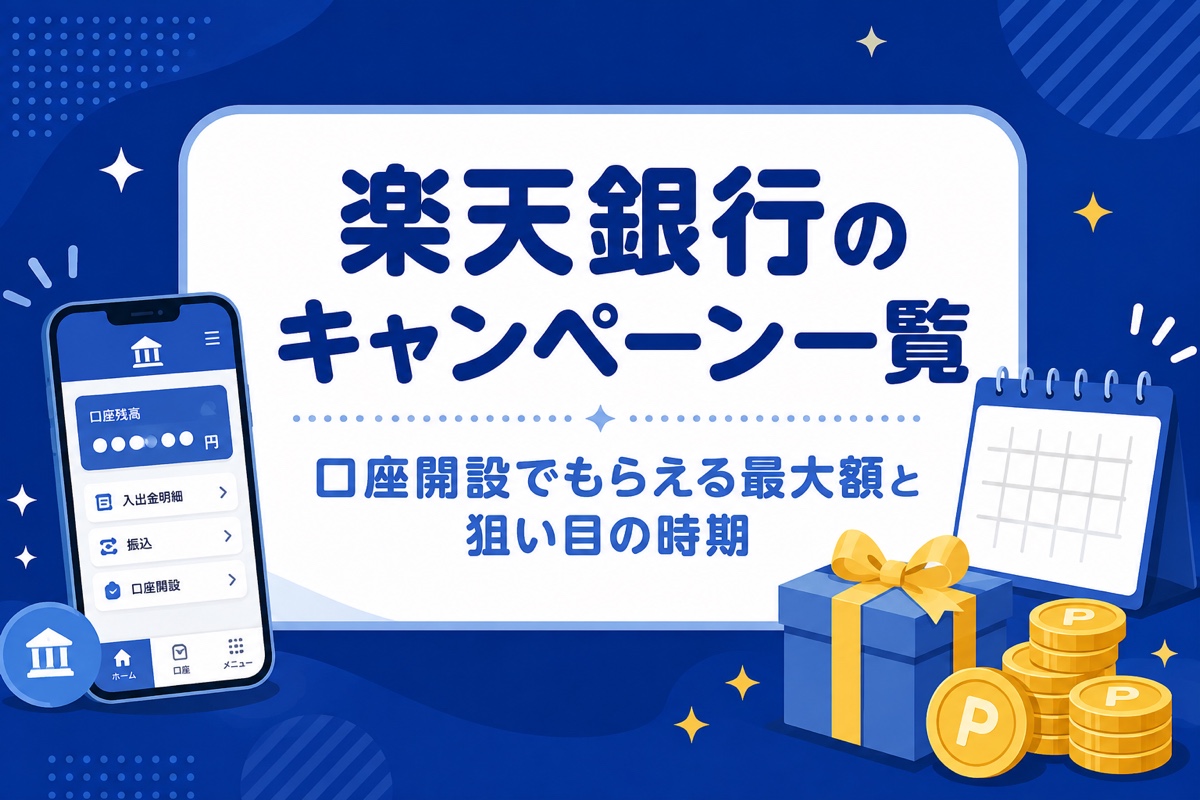 楽天銀行のキャンペーン一覧【2026年9月】口座開設でもらえる最大額と過去の推移から見た狙い目