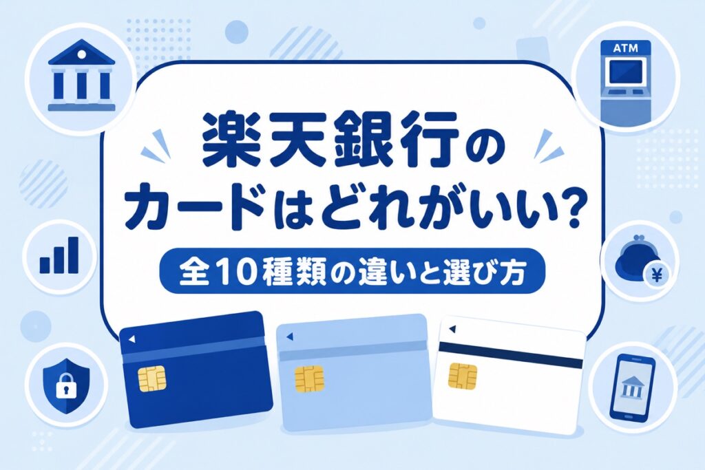 楽天銀行のカードはどれがいい？全10種類の違いと選び方｜キャッシュカードのみは16歳未満限定