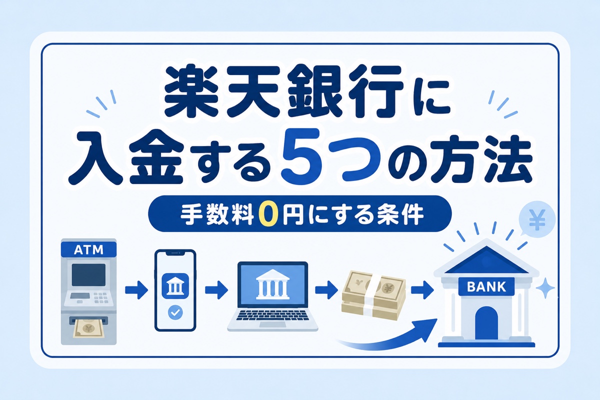 楽天銀行に入金する5つの方法|手数料0円の条件とゆうちょ・他行から移すやり方