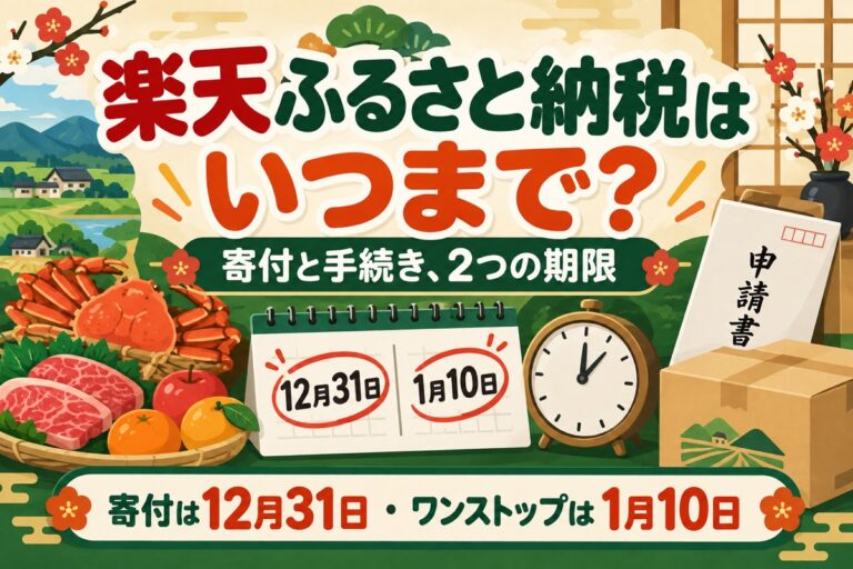 楽天ふるさと納税はいつまで？年内は12月31日・ワンストップは1月10日必着