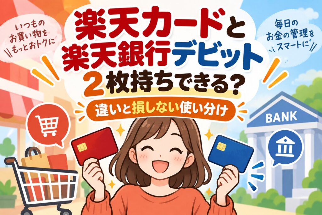 楽天カードと楽天銀行デビットカードは2枚持ちできる？違い・使い分け・持てない組み合わせ