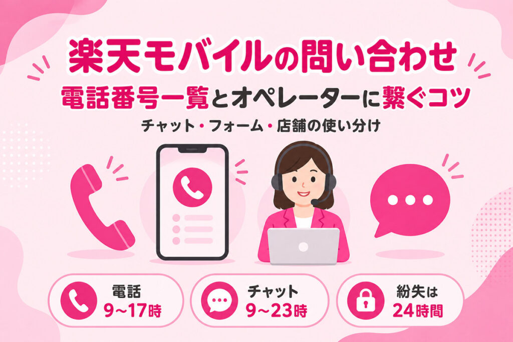 楽天モバイルの問い合わせ電話番号一覧｜オペレーターに最短で繋ぐコツと電話以外の窓口