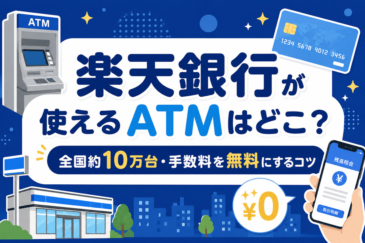 楽天銀行が使えるATMはどこ?手数料を無料にする3つの方法と入出金のやり方