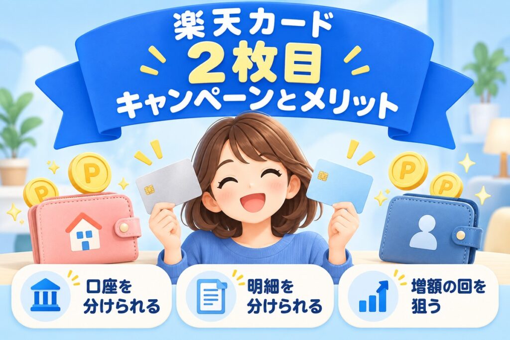楽天カード2枚目のキャンペーンはいつ？過去の実績・メリット・作り方と届いたらやること
