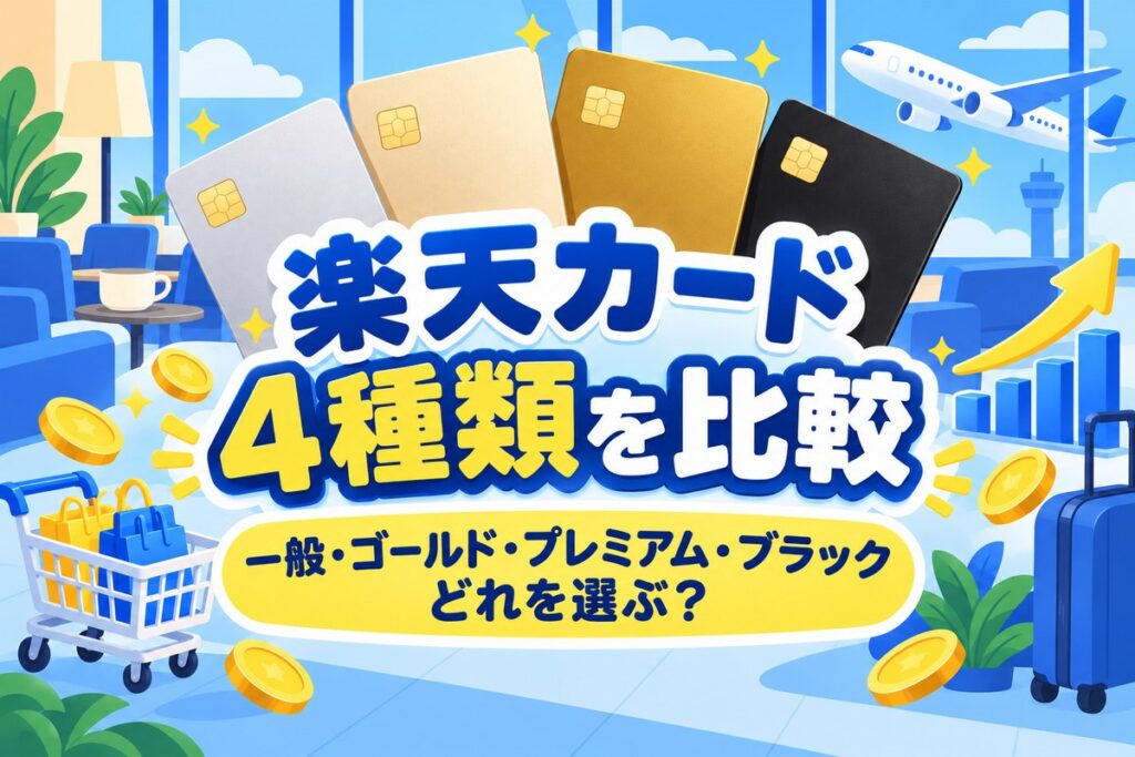 楽天カード4種類を比較！ゴールド・プレミアム・ブラックの違いとどれがいい？【シミュレーター】