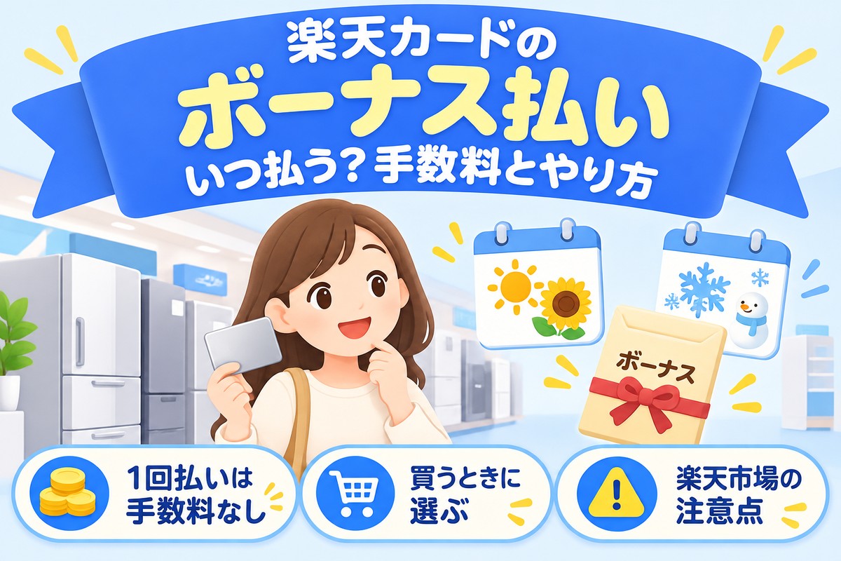 楽天カードのボーナス払いはいつ払う？利用期間・支払い月・手数料とあとから変更