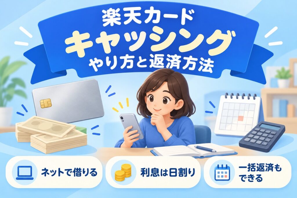 楽天カードのキャッシングとは？やり方・利息はいくら・返済方法（一括・繰り上げ）