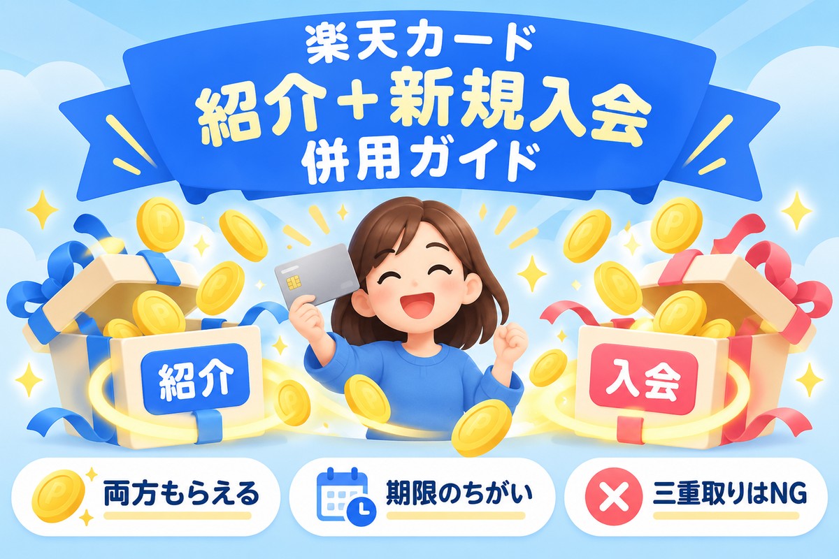 楽天カード紹介と新規入会キャンペーンは併用できる?合計ポイント・期限の違い・手順
