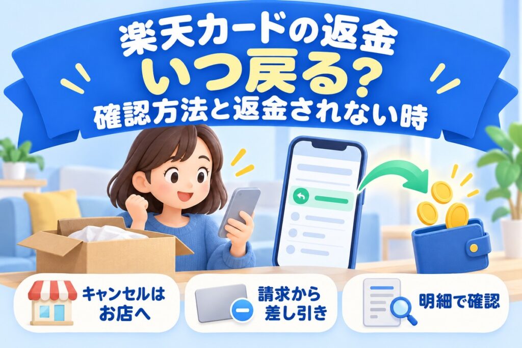 楽天カードの返金はいつ？キャンセル後の確認方法と返金されないときの対処