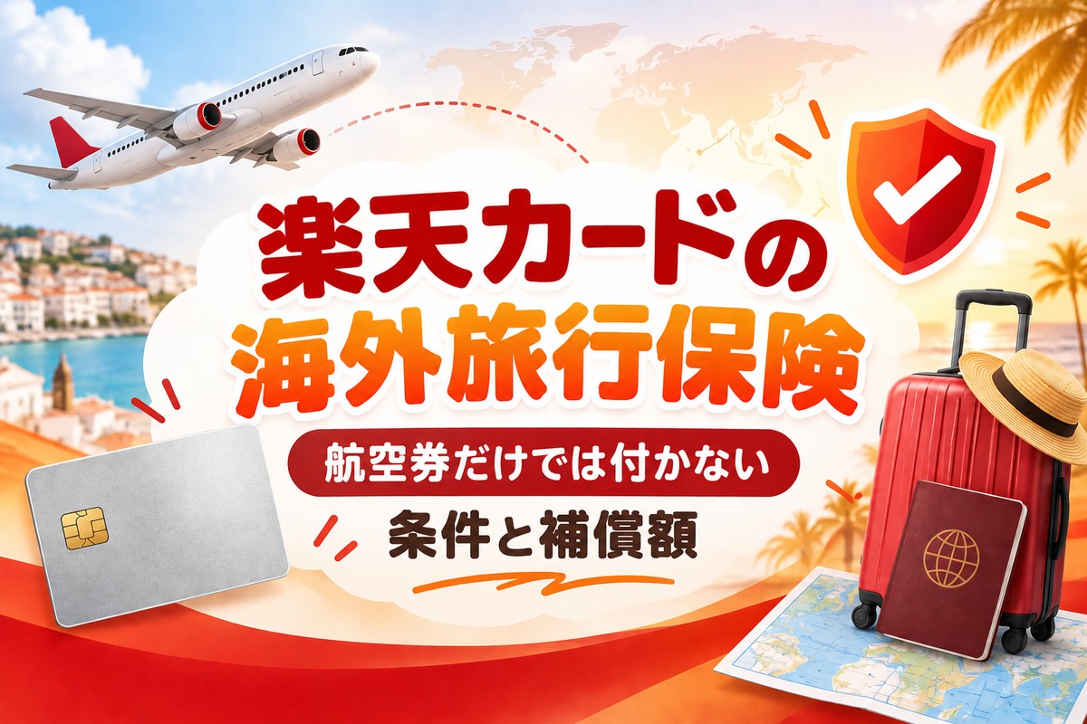 楽天カードの海外旅行保険は航空券だけでは付かない|条件・補償額・確認方法