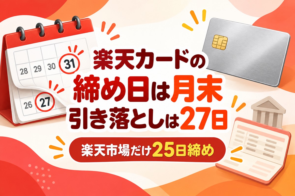楽天カードの締め日は月末・引き落としは27日|楽天市場だけ25日締めと残高不足のときの対処