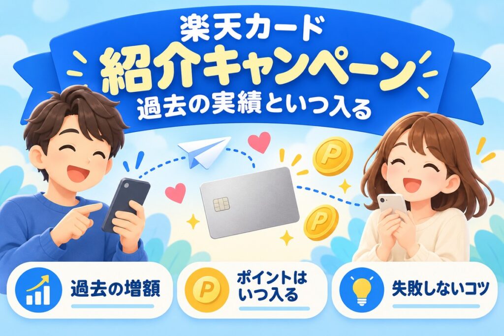 楽天カード紹介キャンペーンはいつ？過去の増額実績・紹介ポイントがいつ入るか・失敗例