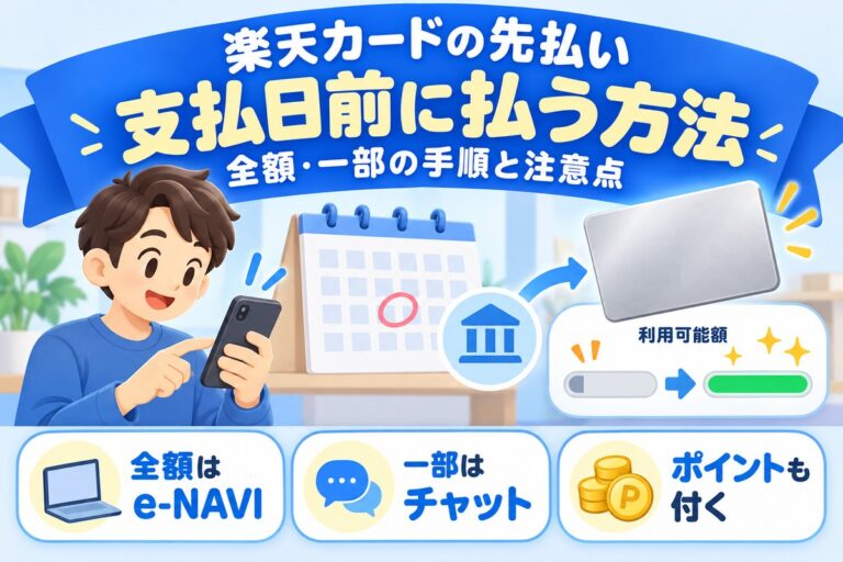 楽天カードの先払い方法｜支払日前に全額・一部を払う手順とポイント・反映のタイミング
