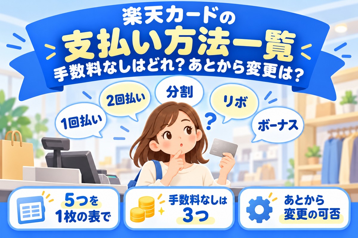 楽天カードの支払い方法一覧｜手数料なしはどれ？あとから変更できる払い方と締め切り
