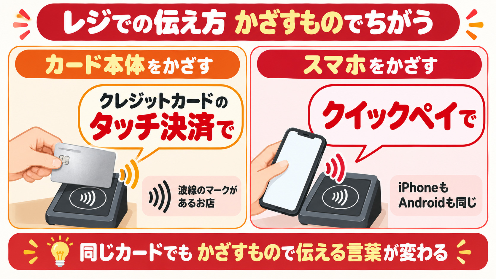 楽天カードのタッチ決済 レジでの伝え方 カードはタッチ決済で スマホはクイックペイで