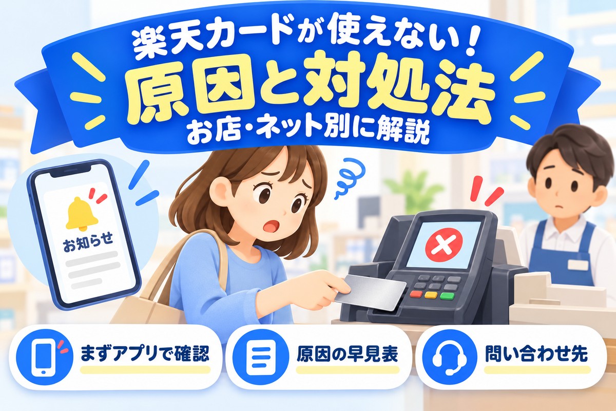 楽天カードが使えない原因と対処法｜利用停止・エラーコード2・ネットで決済できない時
