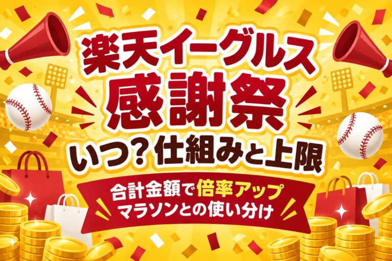 楽天イーグルス感謝祭はいつ？合計金額で最大+4倍・上限5,000pt・マラソンとの使い分け