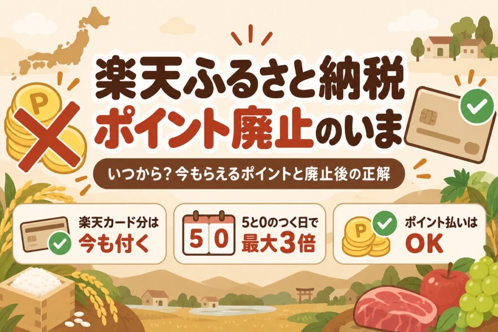 楽天ふるさと納税のポイント廃止はいつから？今もらえるポイントと廃止後の正解【2026年】