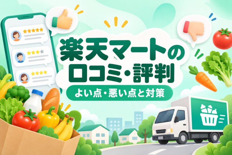 楽天マートの口コミ・評判は？アプリのレビュー80件から見るよい点・悪い点と対策