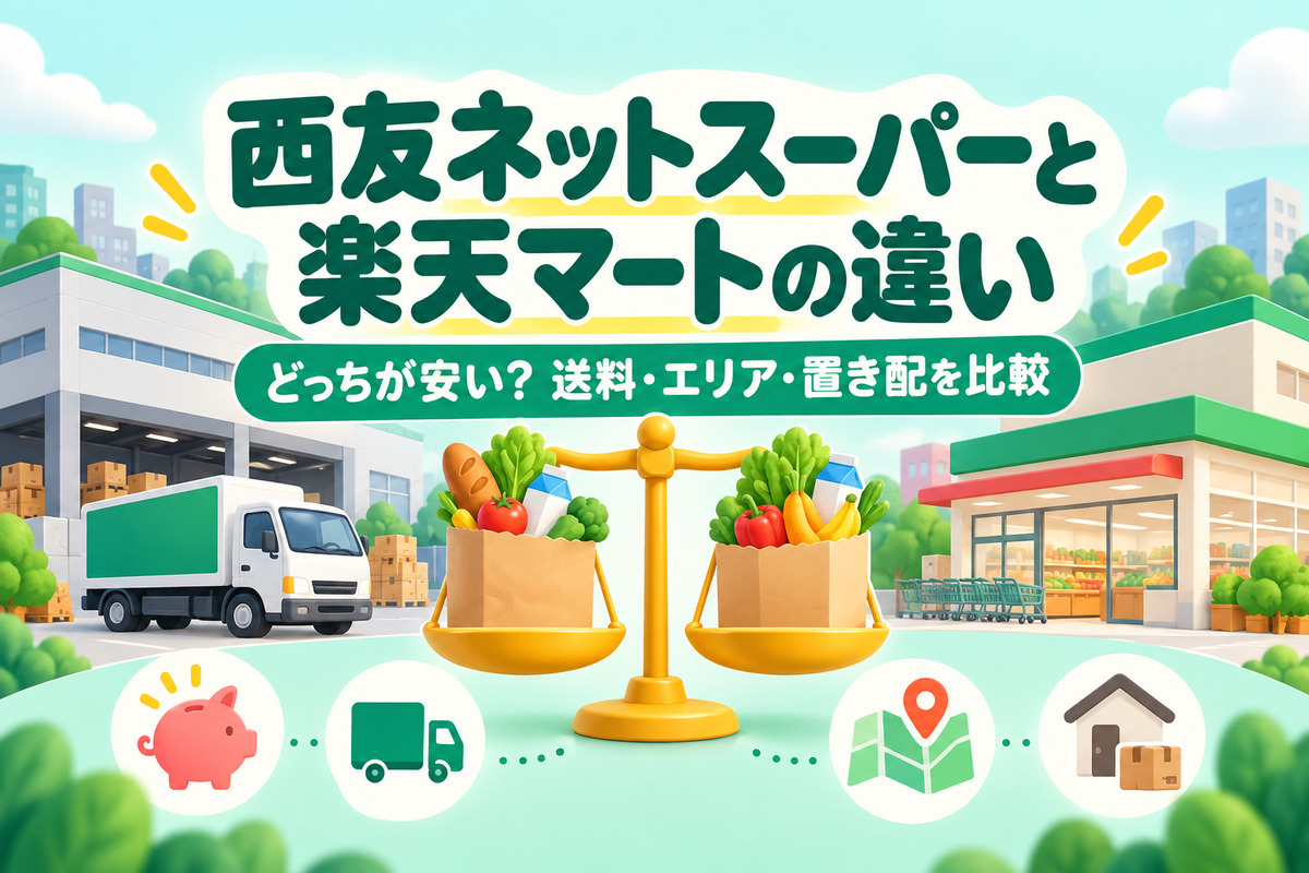 西友ネットスーパーと楽天マートの違い|どっちが安い?送料・配送エリア・置き配・評判を比較