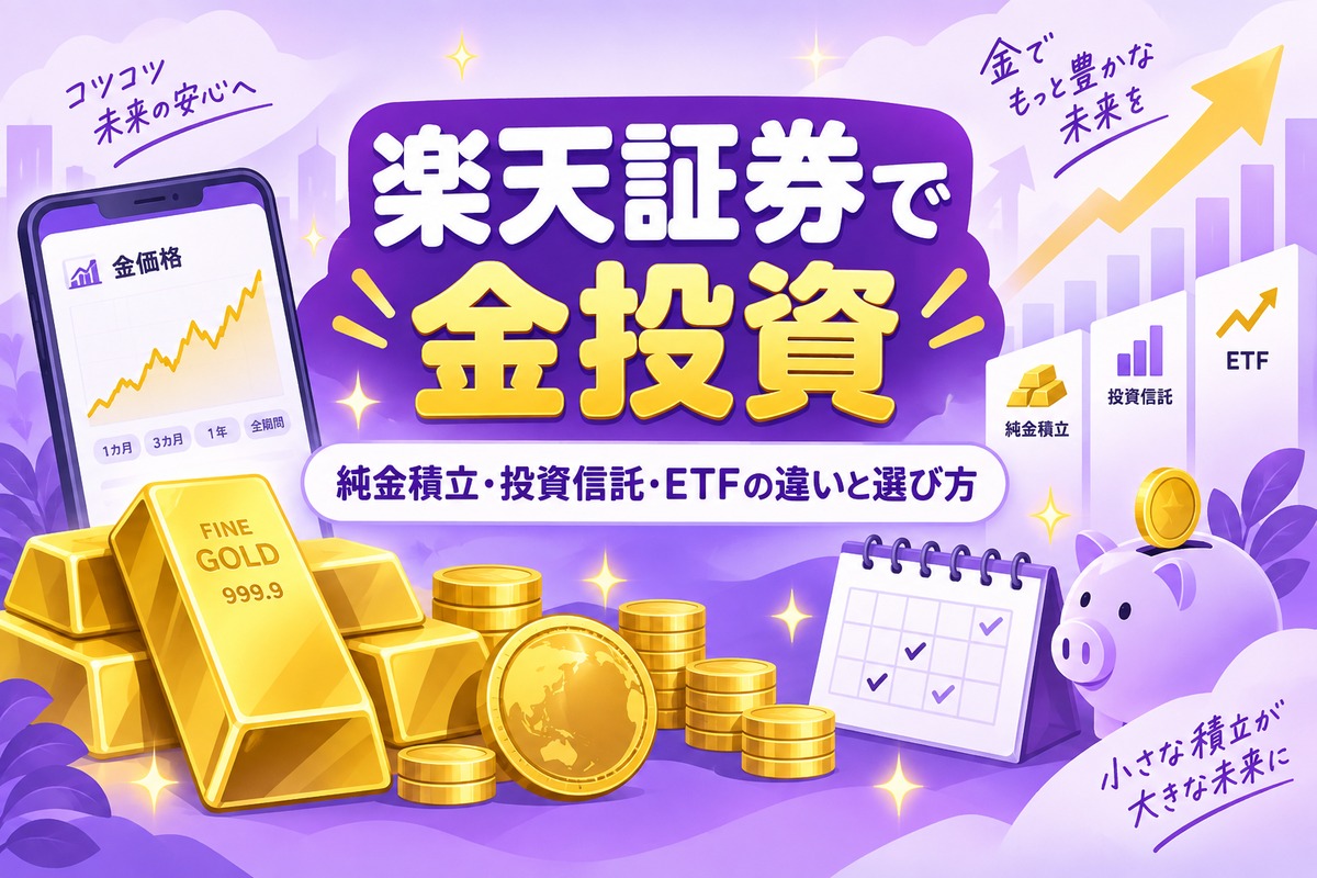 楽天証券で金投資する3つの方法|純金積立・投資信託・ETFの違いと選び方