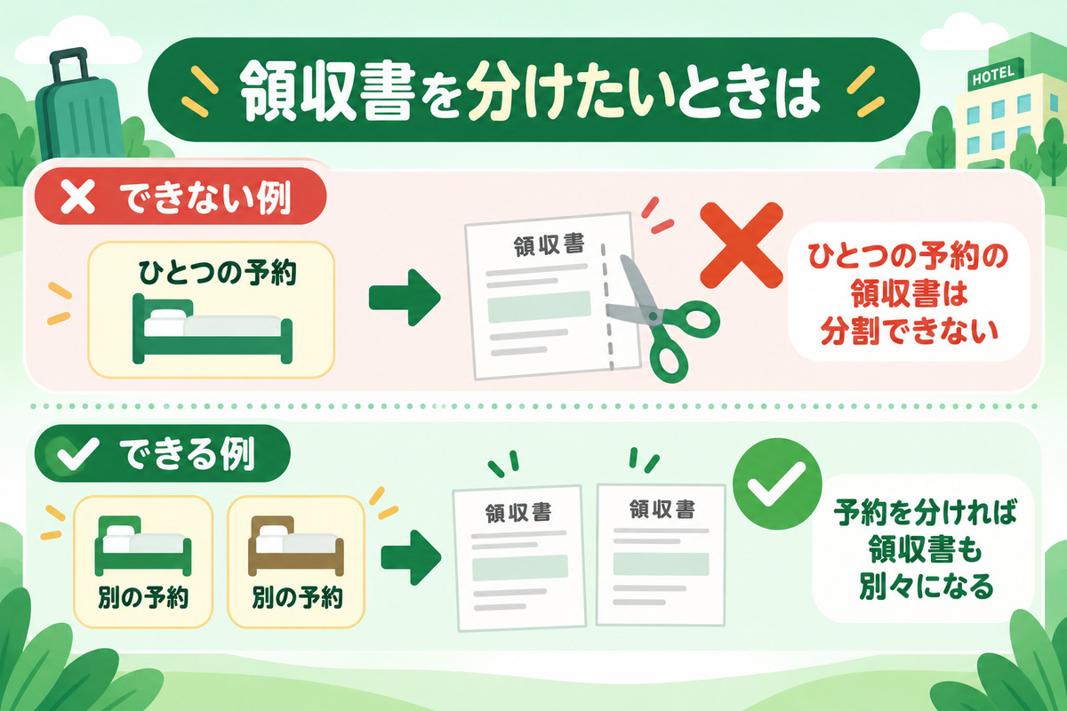 楽天トラベルの領収書を分けたいときは予約を分ける