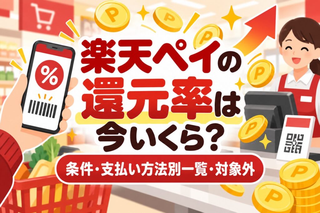 楽天ペイの還元率は今いくら？1.5%の条件・支払い方法別一覧・対象外店舗まとめ