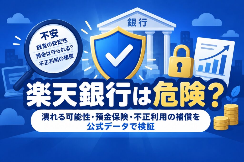 楽天銀行は危険？潰れる可能性・1,000万円以上の預金・不正利用の補償を公式データで検証｜安全に使う5つの設定