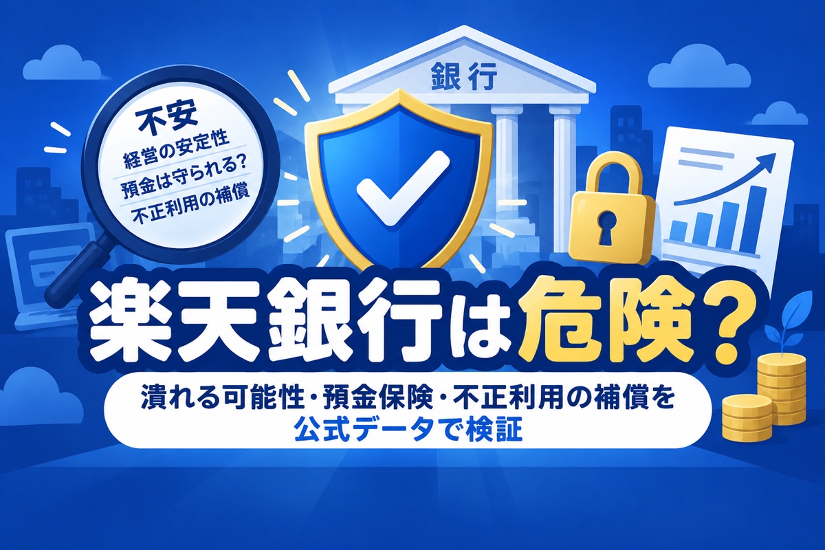 楽天銀行は危険?潰れる可能性・1,000万円以上の預金・不正利用の補償を公式データで検証|安全に使う5つの設定