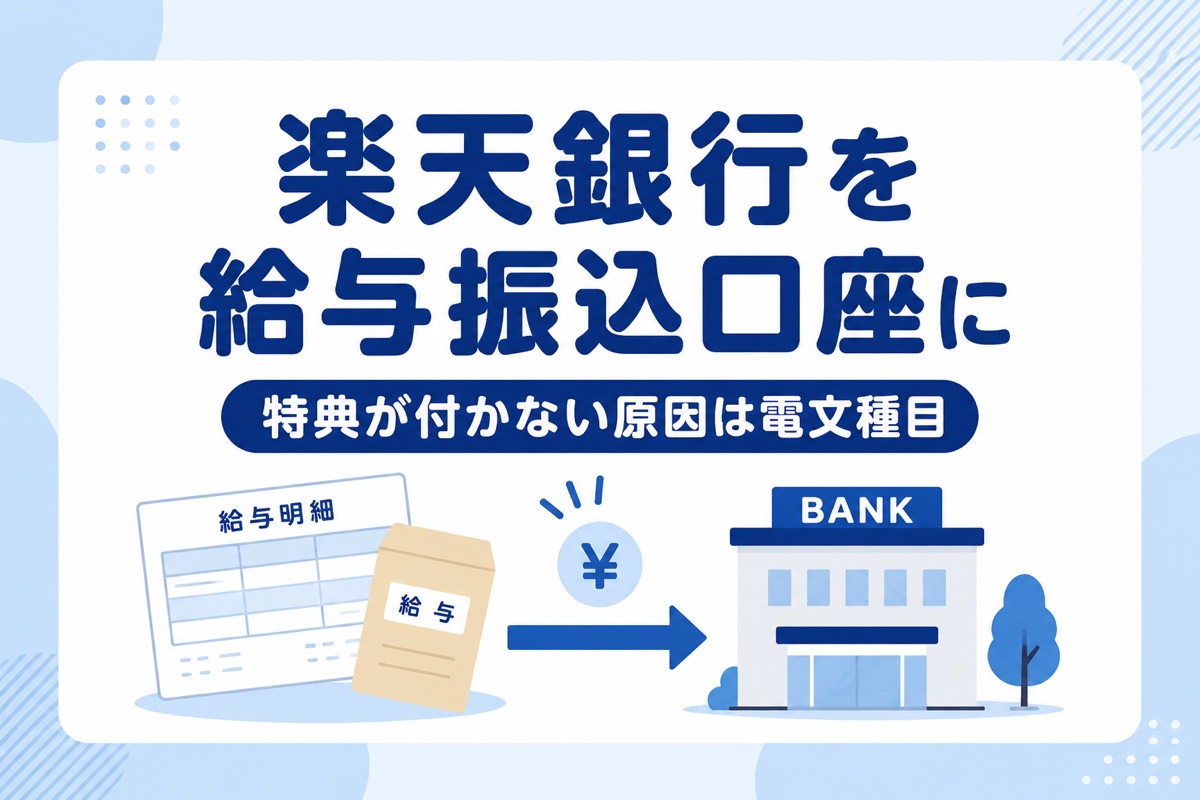 楽天銀行を給与振込口座にするやり方|特典が反映されないのは「電文種目」が原因