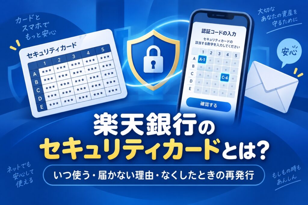 楽天銀行のセキュリティカードとは？いつ使う・届かない理由・なくしたときの再発行手順と手数料