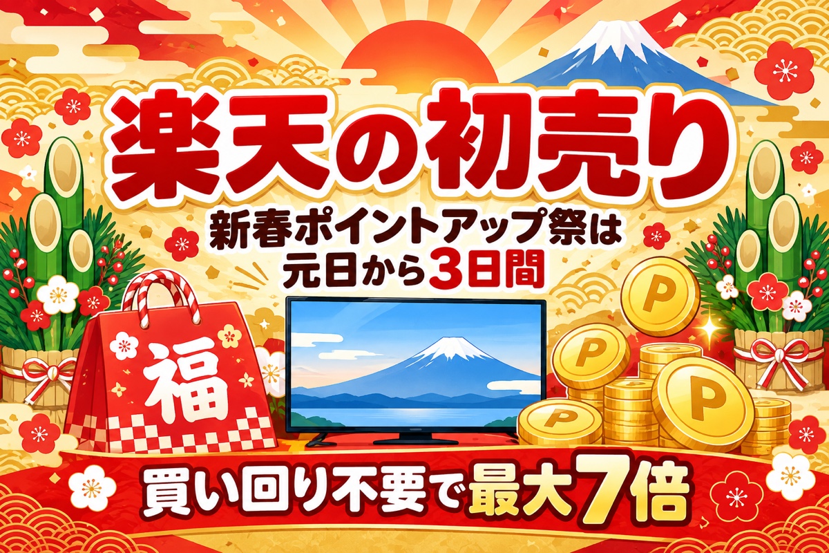 楽天の初売り・新春ポイントアップ祭はいつ？1月1日から3日間・最大7倍と上限5,000pt