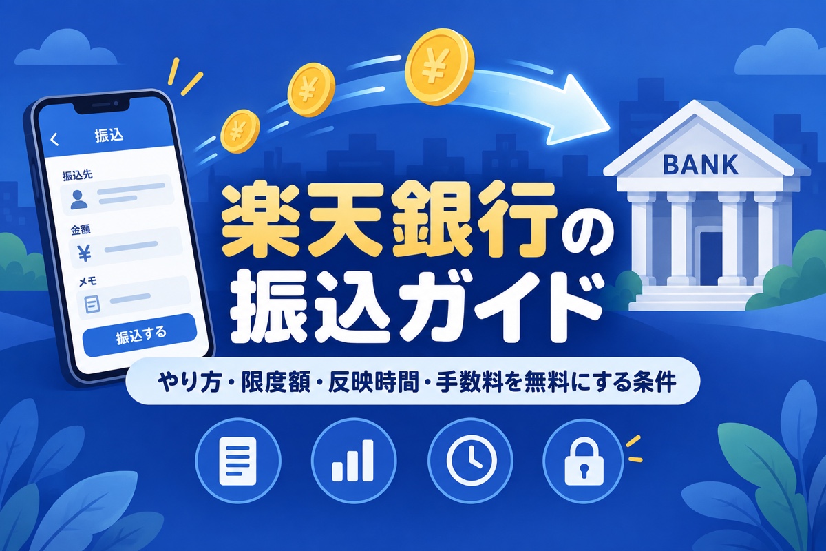 楽天銀行の振込ガイド|やり方・限度額の変更・反映時間・手数料を無料にする条件まで