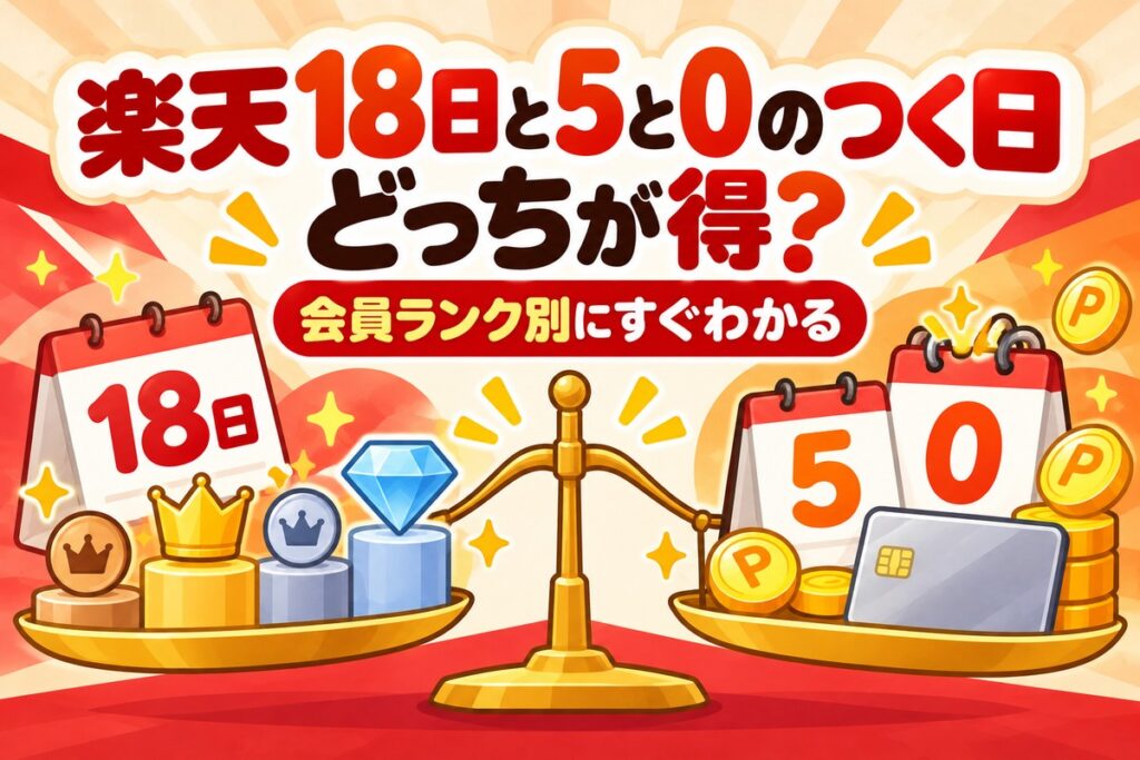 楽天「18日」と「5と0のつく日」どっちが得？会員ランク別に徹底比較【早見表・計算機つき】