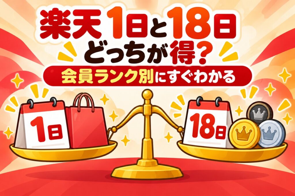 楽天「1日」と「18日」どっちが得？会員ランク別に徹底比較【早見表・計算機つき】