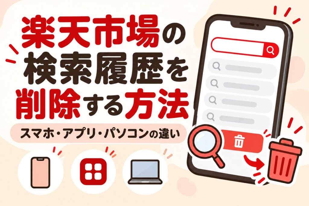 楽天市場の検索履歴を削除する方法｜スマホ・アプリ・パソコンの違い