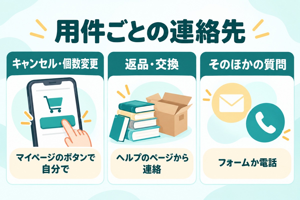 楽天ブックスの用件ごとの連絡先の図