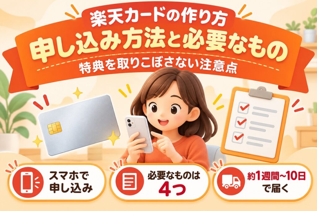 楽天カードの作り方｜申し込み方法・必要なもの4つと入会特典を取りこぼさない注意点