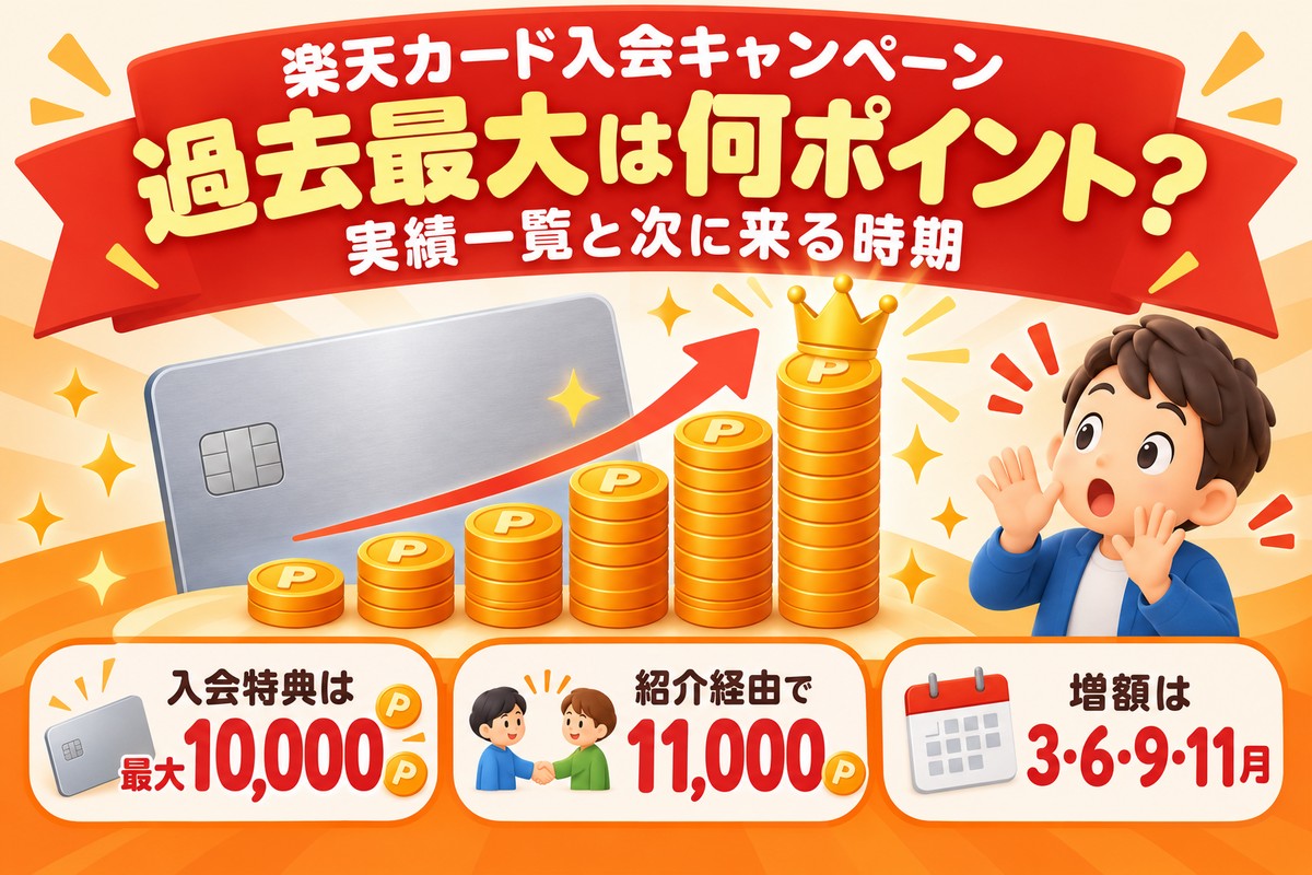 楽天カード入会キャンペーンの過去最大は何ポイント?実績一覧と紹介で11,000になった回