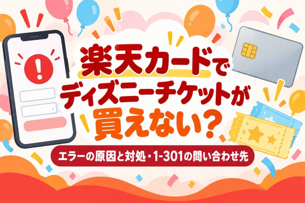 楽天カードでディズニーチケットが買えない原因と対処｜エラー1-301・ディズニーデザイン