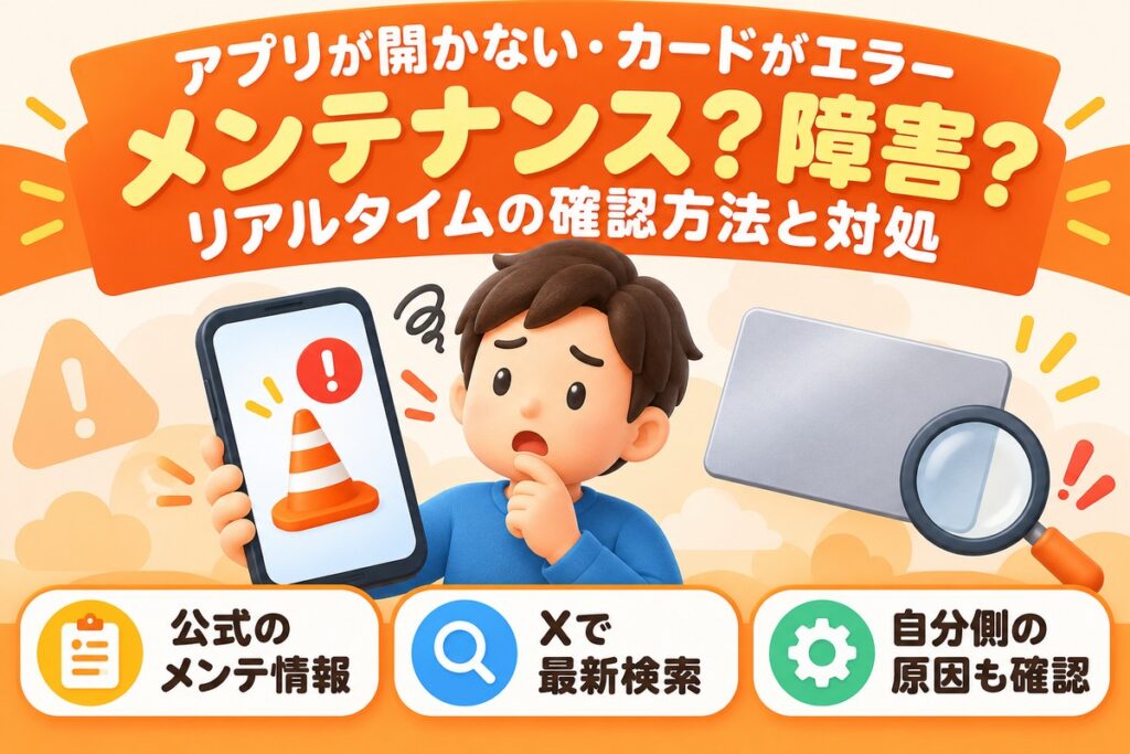 楽天カードのメンテナンス・障害をリアルタイムで確認する方法｜アプリが使えないときの対処