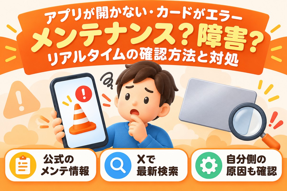 楽天カードのメンテナンス・障害をリアルタイムで確認する方法｜アプリが使えないときの対処