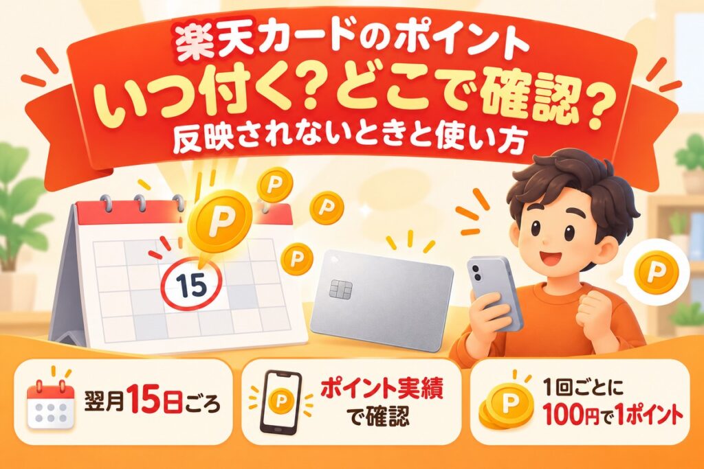 楽天カードのポイントはいつ付く？確認方法と使い方｜毎月15日ごろ・反映されないとき