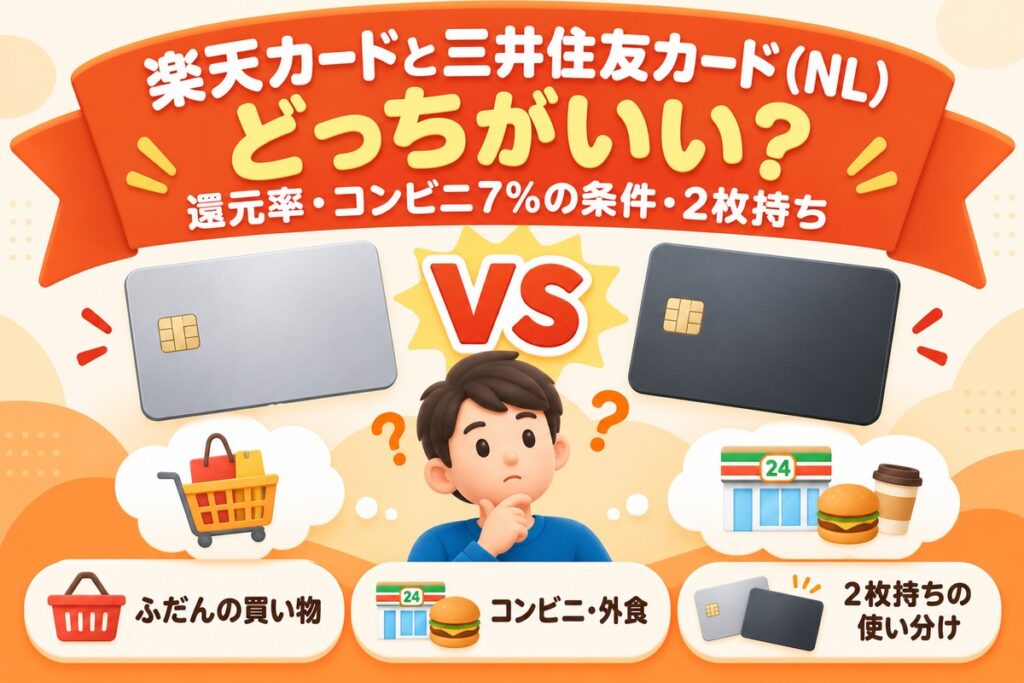 楽天カードと三井住友カード（NL）どっちがいい？還元率・コンビニ7%の条件と2枚持ち