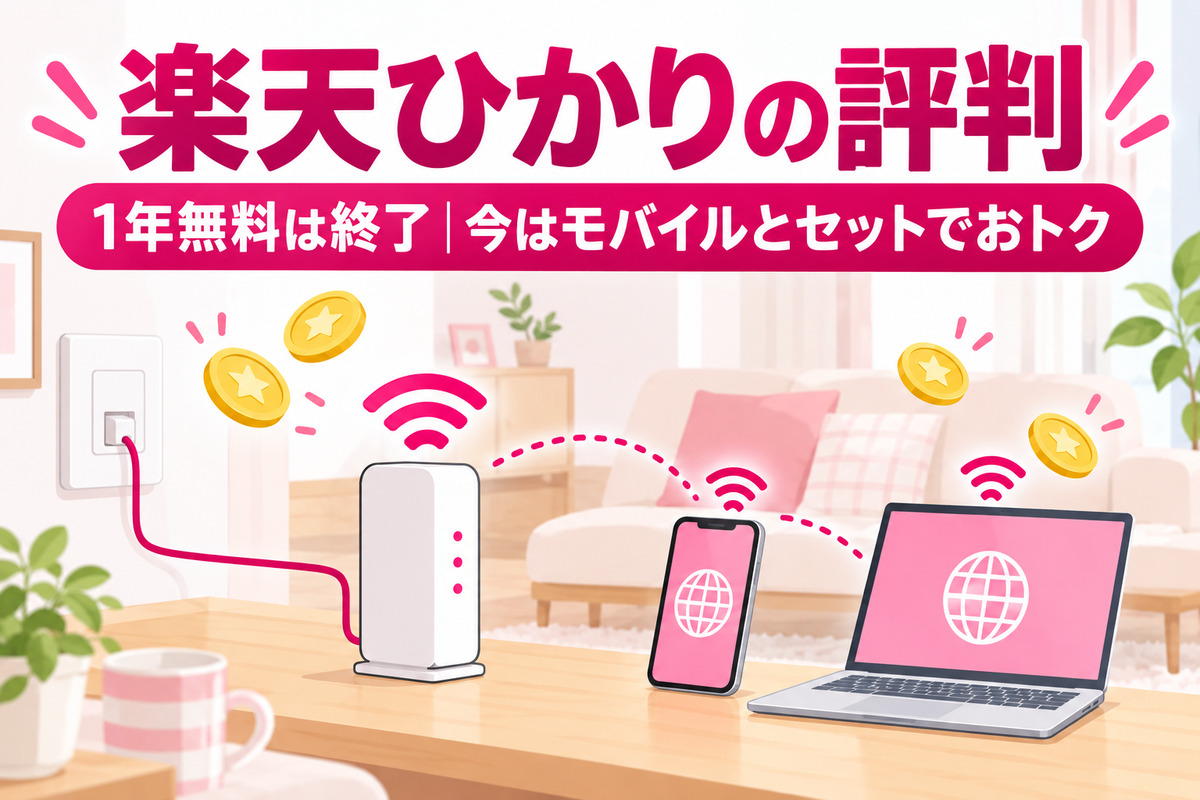 楽天ひかりの評判・デメリット|1年無料は終了・今は楽天モバイルとセットで毎月1,000ポイント|料金・解約金・向いている人