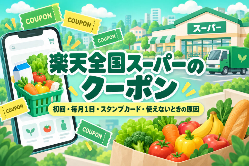 楽天全国スーパーのクーポン｜初回・毎月1日と22日・スタンプカード・西友ネットスーパーのクーポンと使えないときの原因