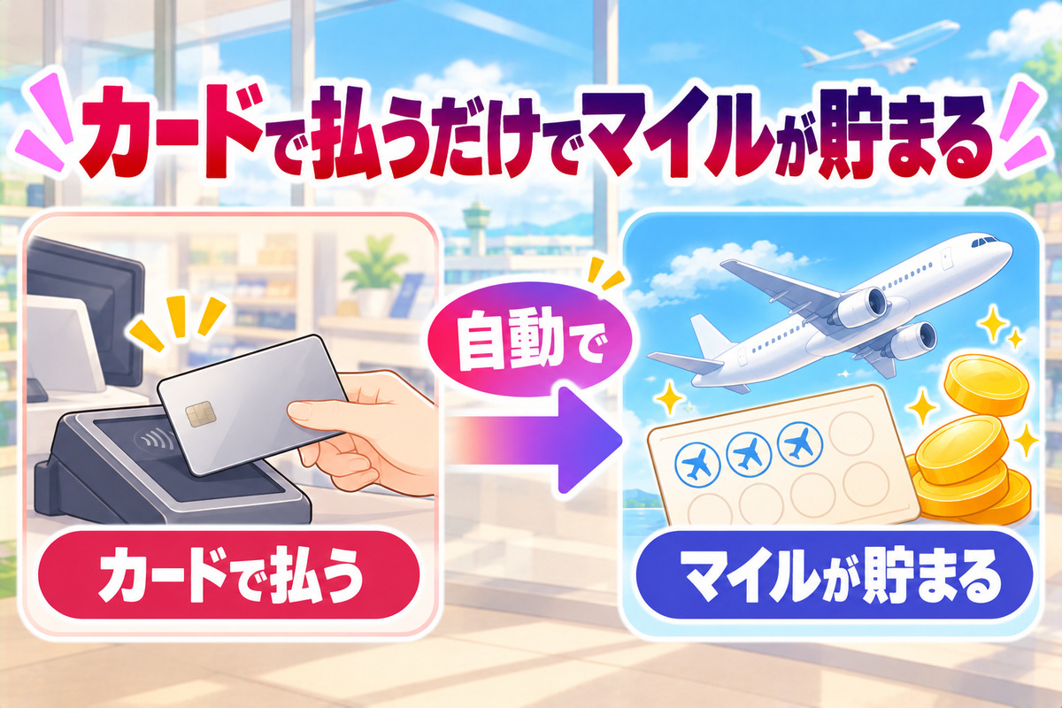 楽天ANAマイレージクラブカードのANAマイルコースなら、カードで払うだけでマイルが貯まる