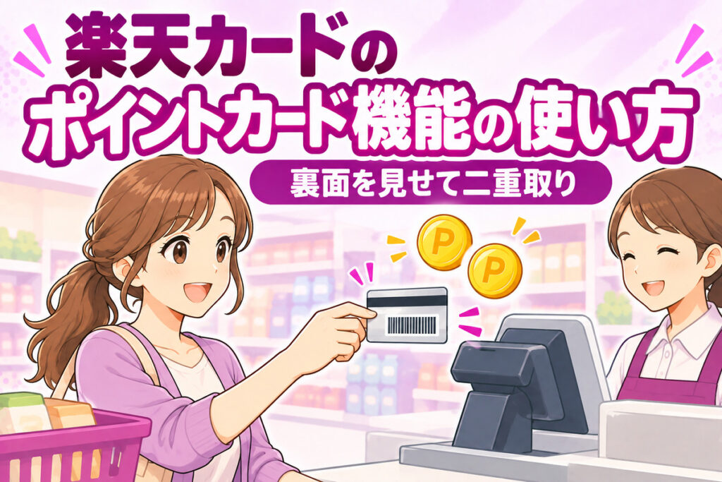 楽天カードのポイントカード機能の使い方｜裏面を見せて二重取り・家族カード・付いていないとき